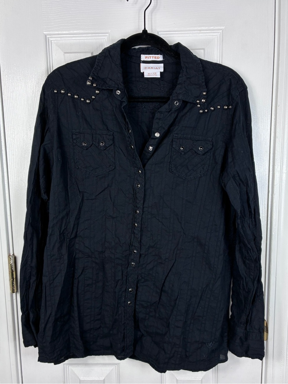Ariat Fitted Black Stud Western Shirt XL